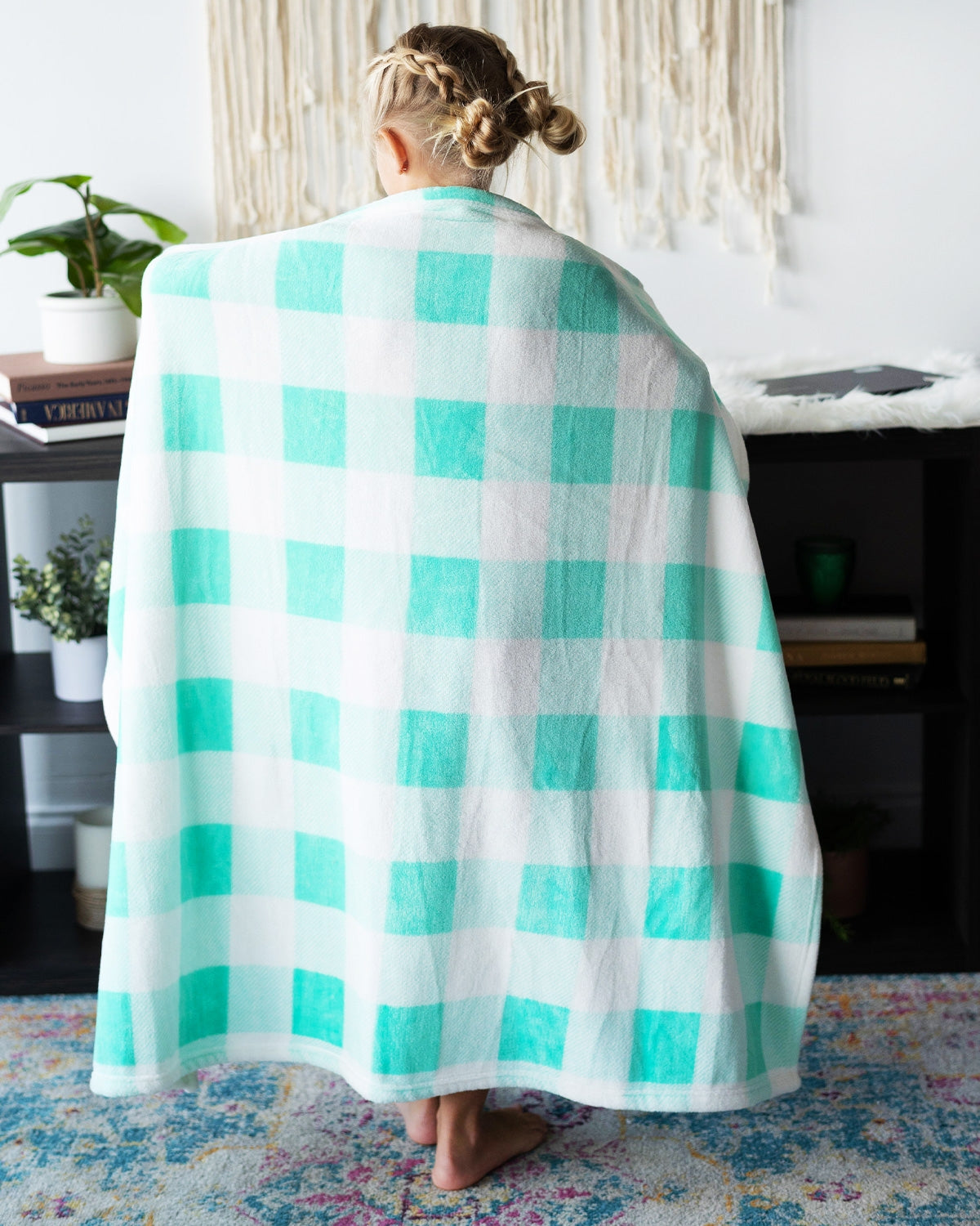 Mint Check Travel Blanket